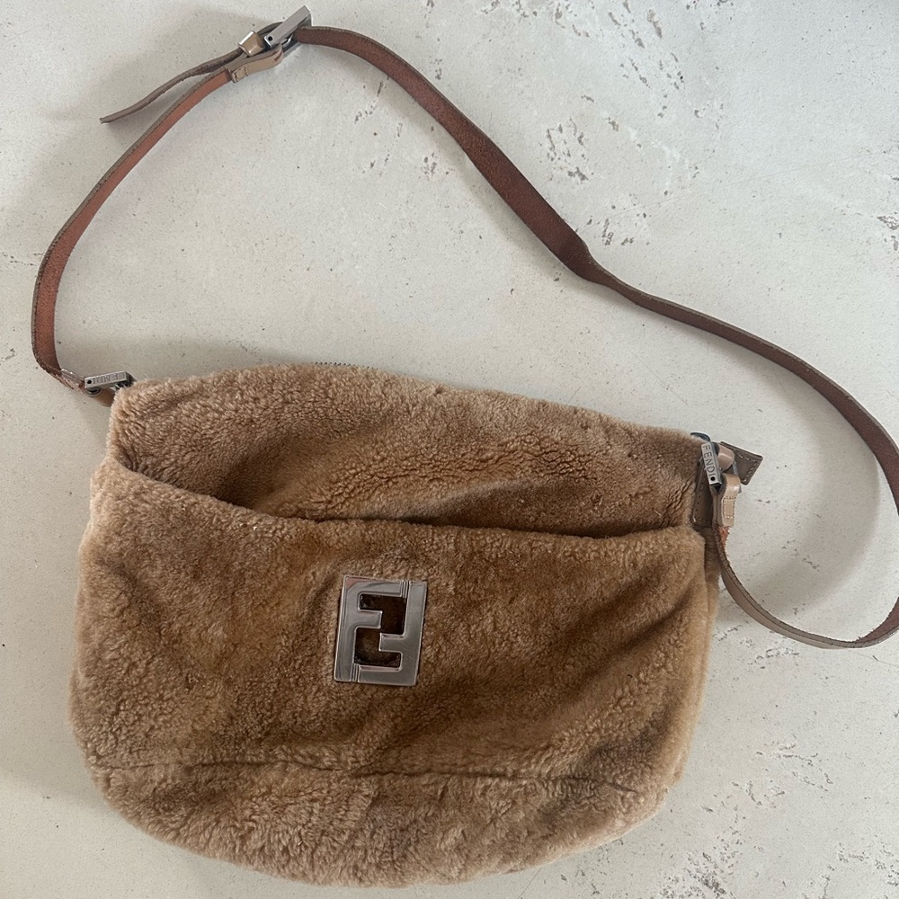 Fendi Brown Shearling Mama Shoulder Bag
